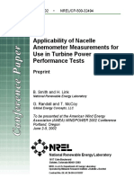 Applicability of Nacelle Anemometer Measurements For Use in Turbine Power Performance Tests