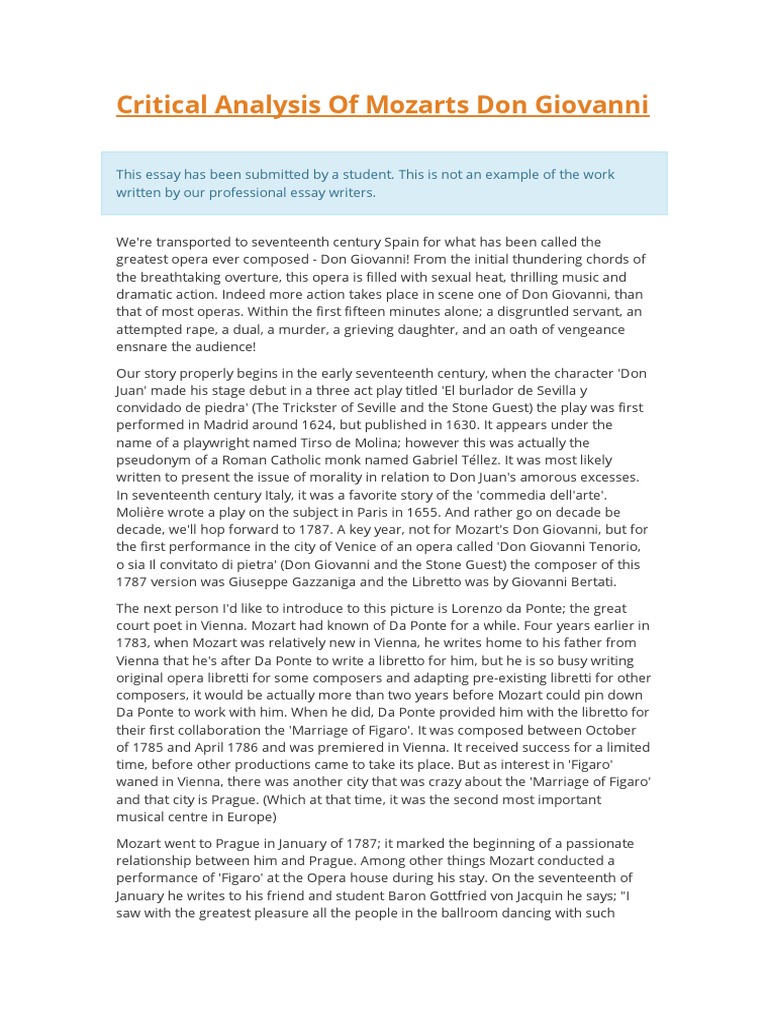 Mozart critical essays picture