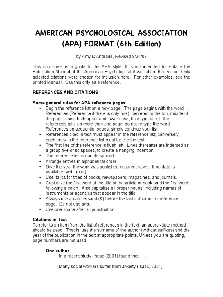 American Psychological Association (APA) FORMAT (6th Edition) PDF Digital Object Identifier