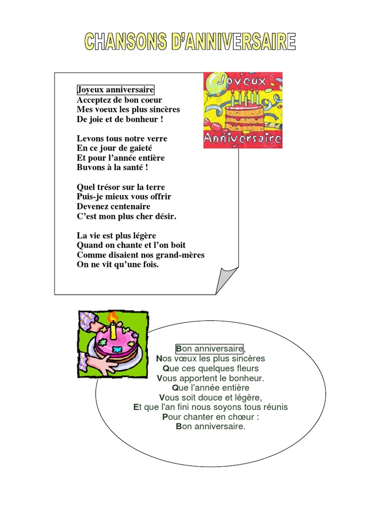 Chansons D Anniversaire Pdf