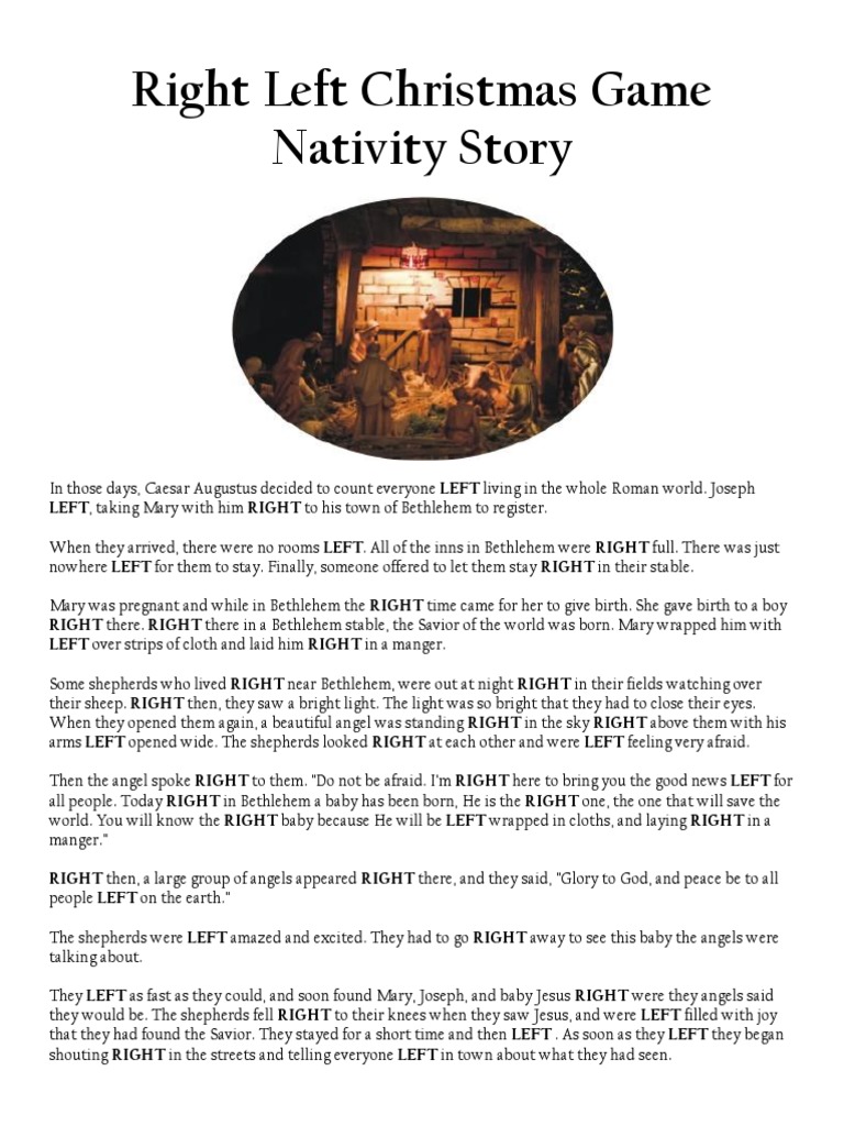 right left christmas game nativity story and other christmas games