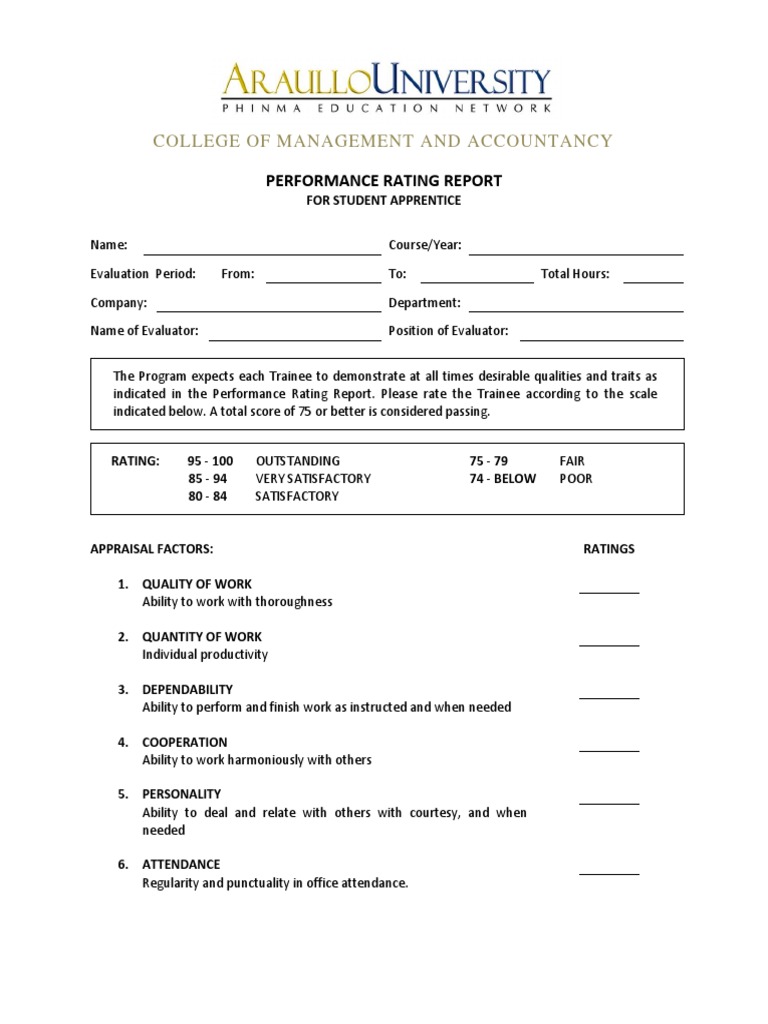 Student Apprentice Performance Report | PDF