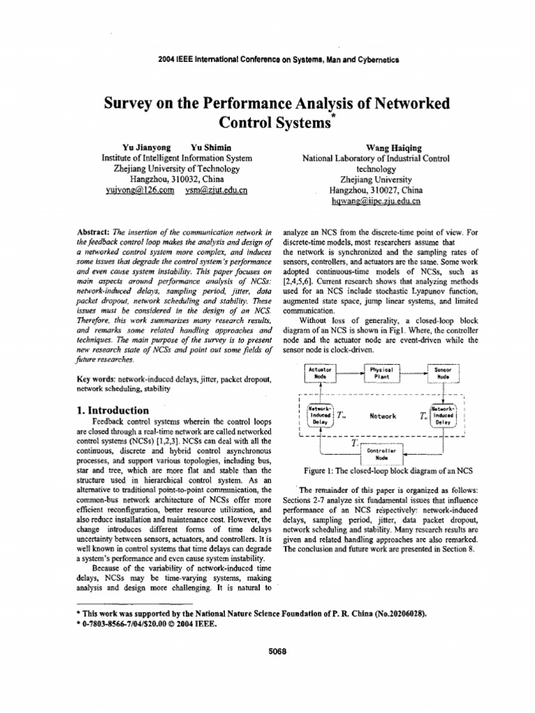 Performance Analysis of Networked Control Systems | PDF | Real Time ...