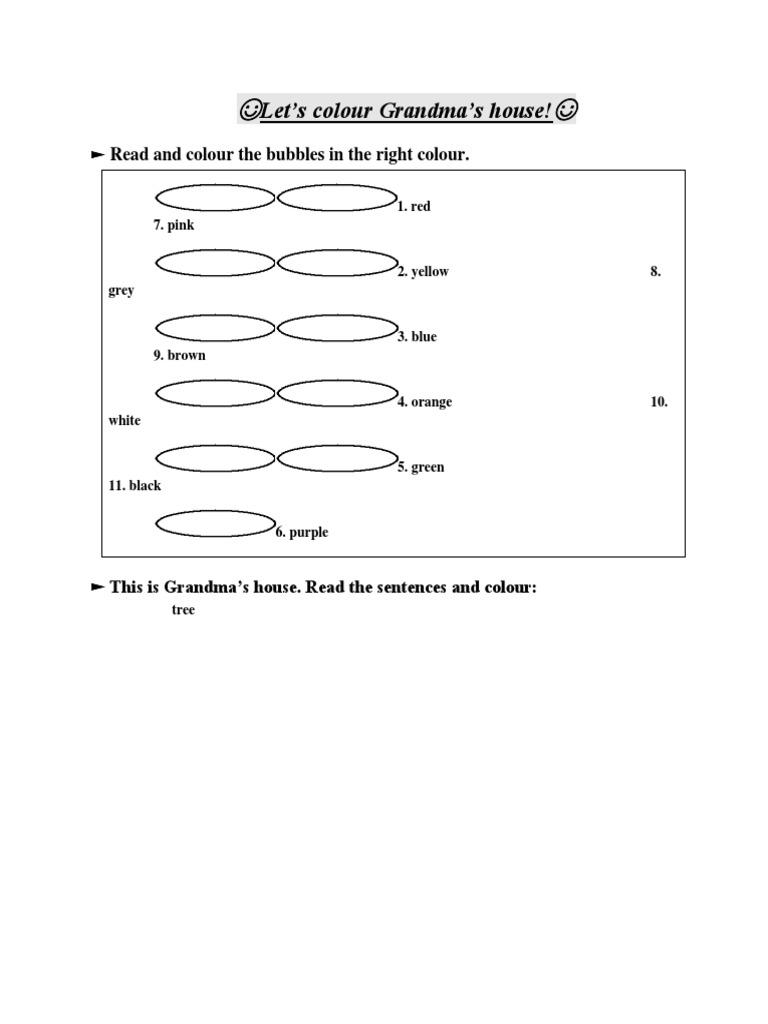 Let's Colour Grandma's House! Read and Colour The Bubbles in The Right