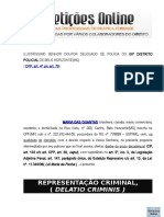 Representação Criminal, (Delatio Criminis) : CPP, Art. 4º C/C Art. 70