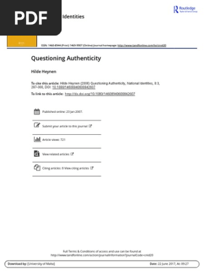 Questioning Authenticity