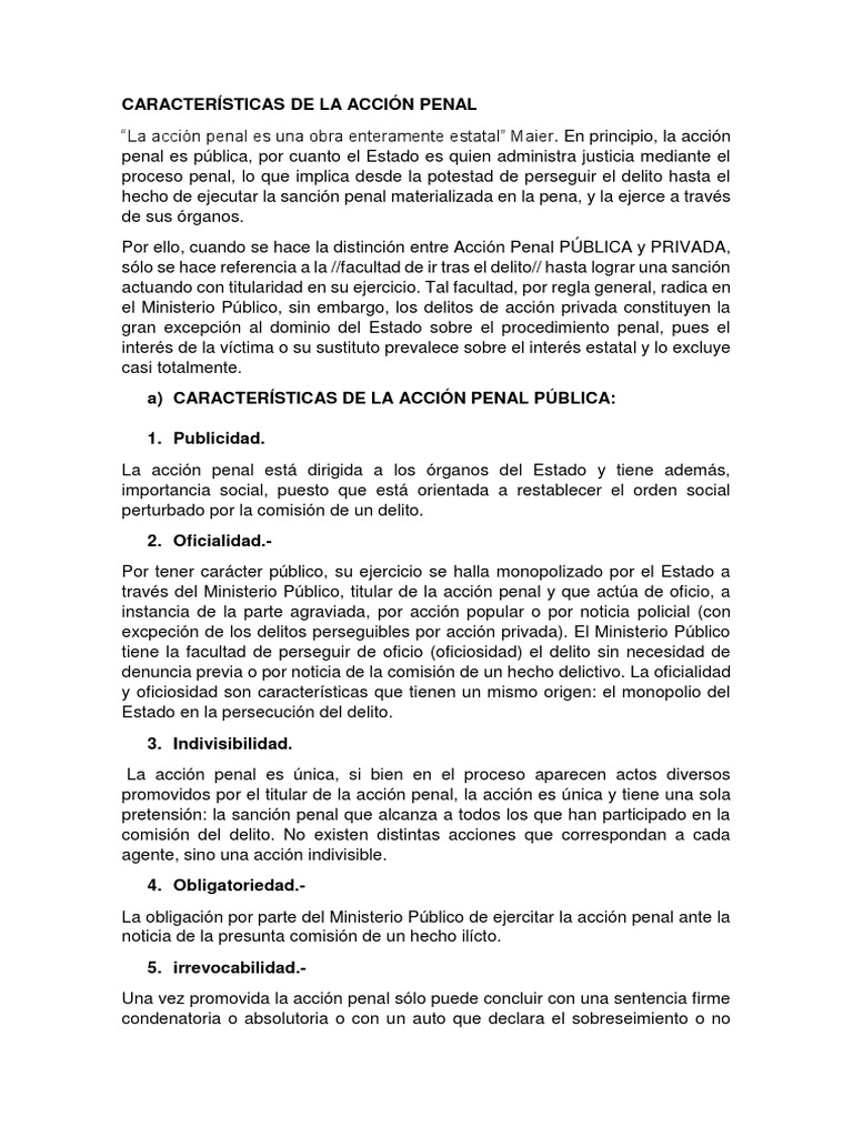 Características de La Acción Penal PDF