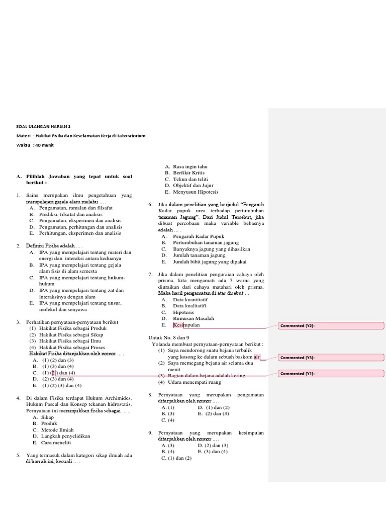 Soal Ulangan Harian Kelas 10 Pdf