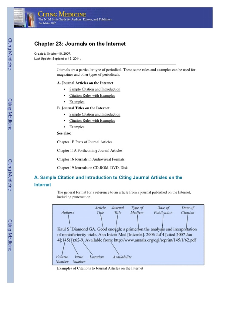 Journal Online Citation Rules Digital Object Identifier