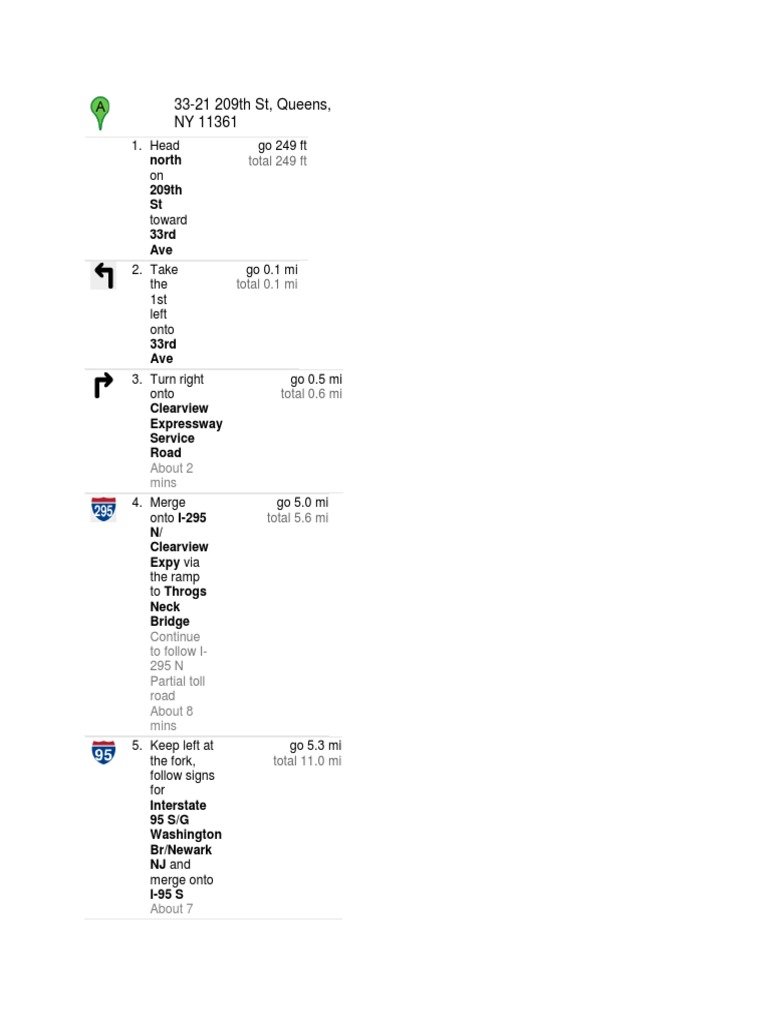 Detailed driving directions from Queens, NY to Rome, GA tennis center
