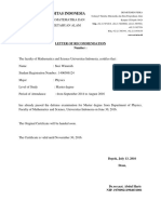 Universitas Indonesia: Letter of Recommendation Number