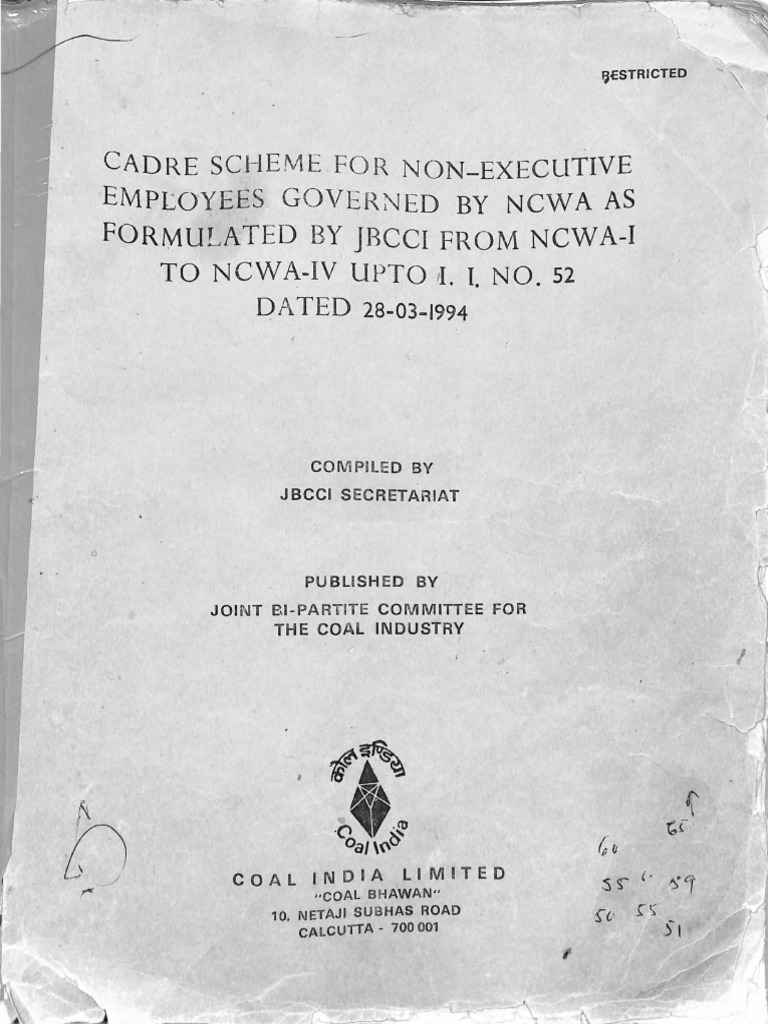Cadre Scheme For Non Executives From Ncwa I To Ncwa Iv 13072015