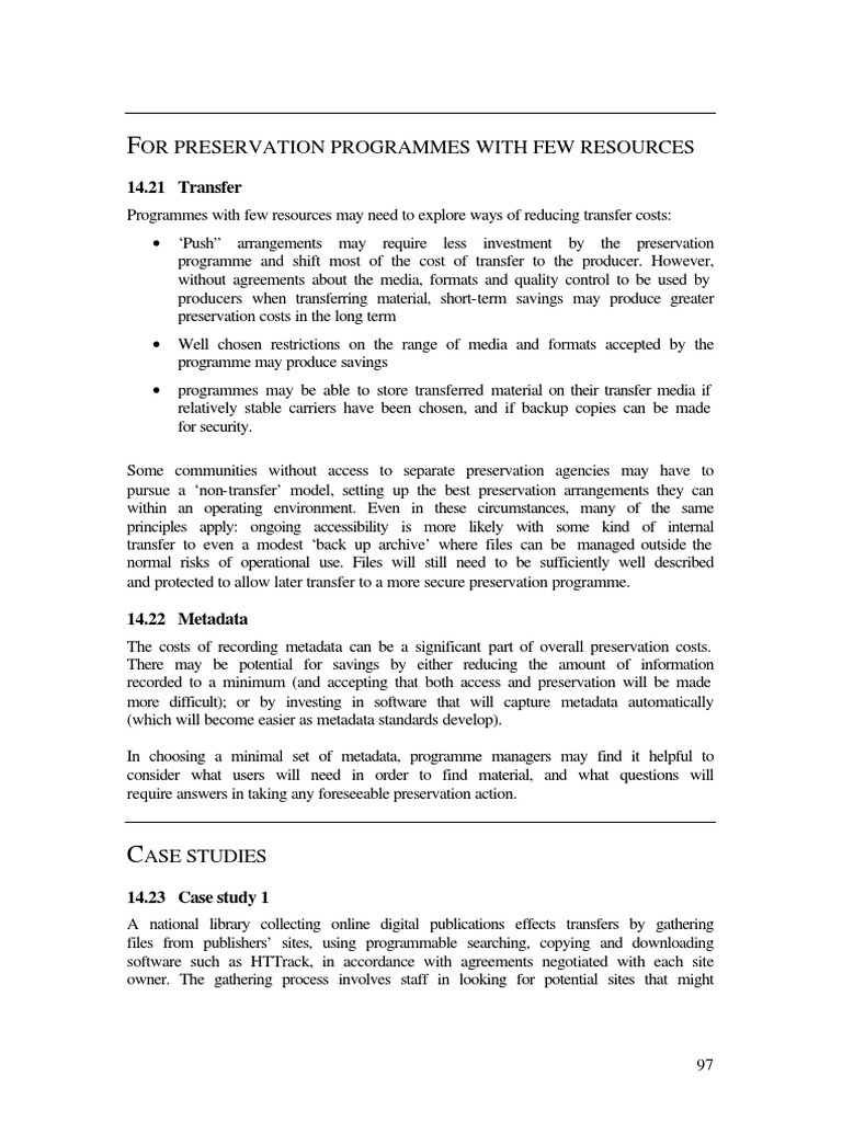 Cost-Effective Preservation Strategies | PDF | Preservation (Library ...