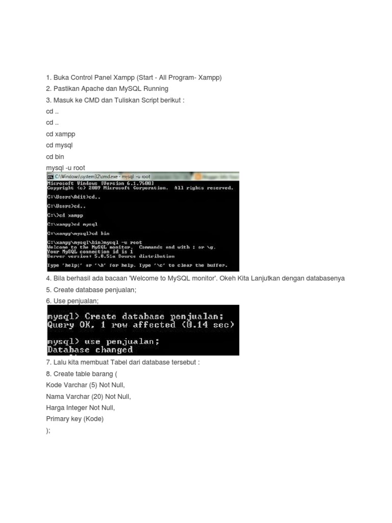 Cara Membuat DataBase Penjualan Dengan SQL Command Prompt 2 | PDF
