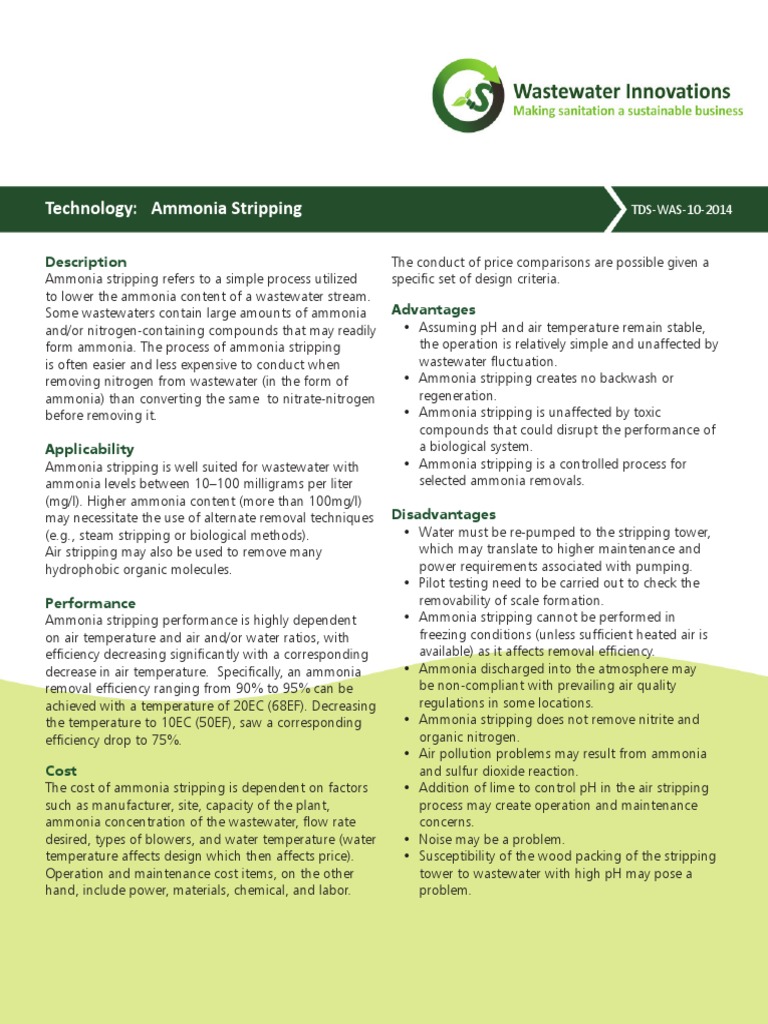 Ammonia Stripping Method | PDF | Ammonia | Sewage Treatment