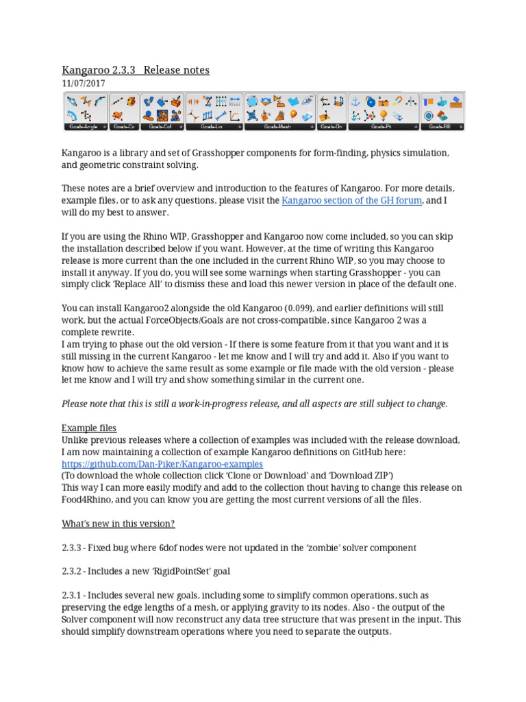 Kangaroo 2.3.3 Release Notes: Kangaroo Section of The GH Forum | PDF ...