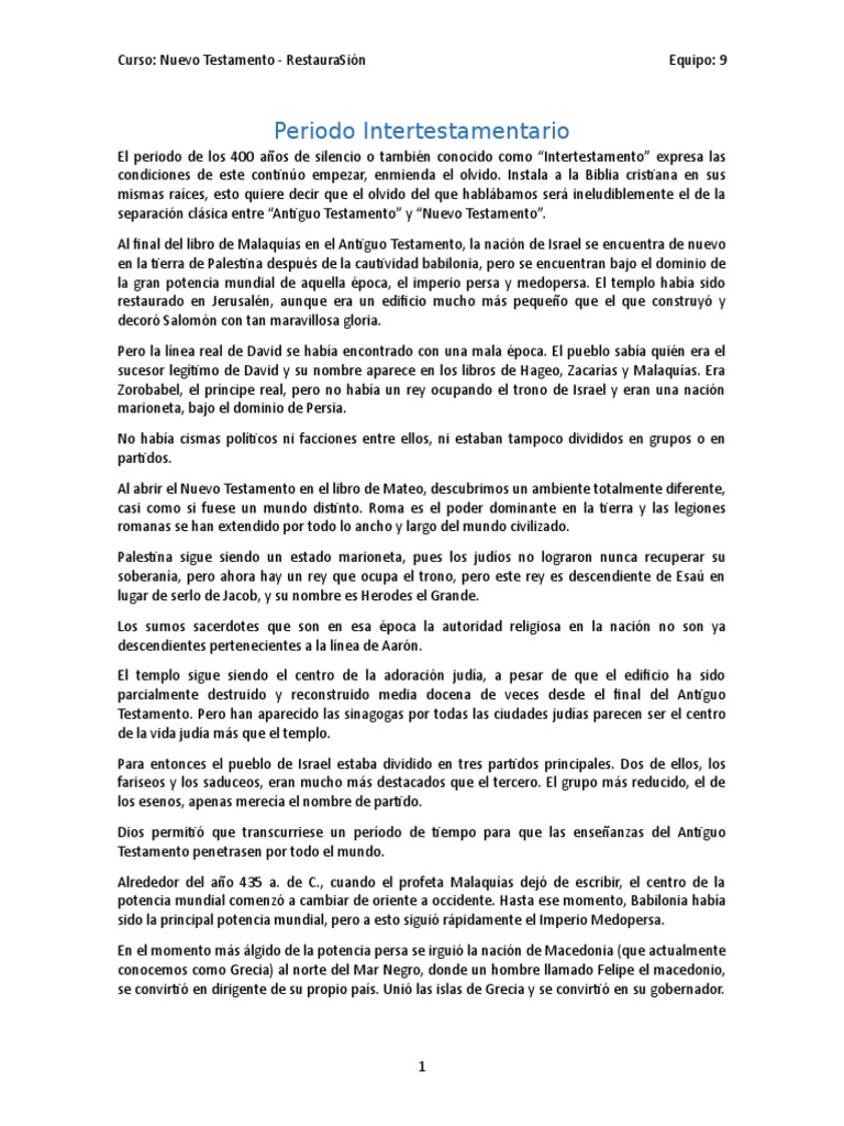 Periodo Intertestamentario PDF Dinastía asmonea Viejo Testamento