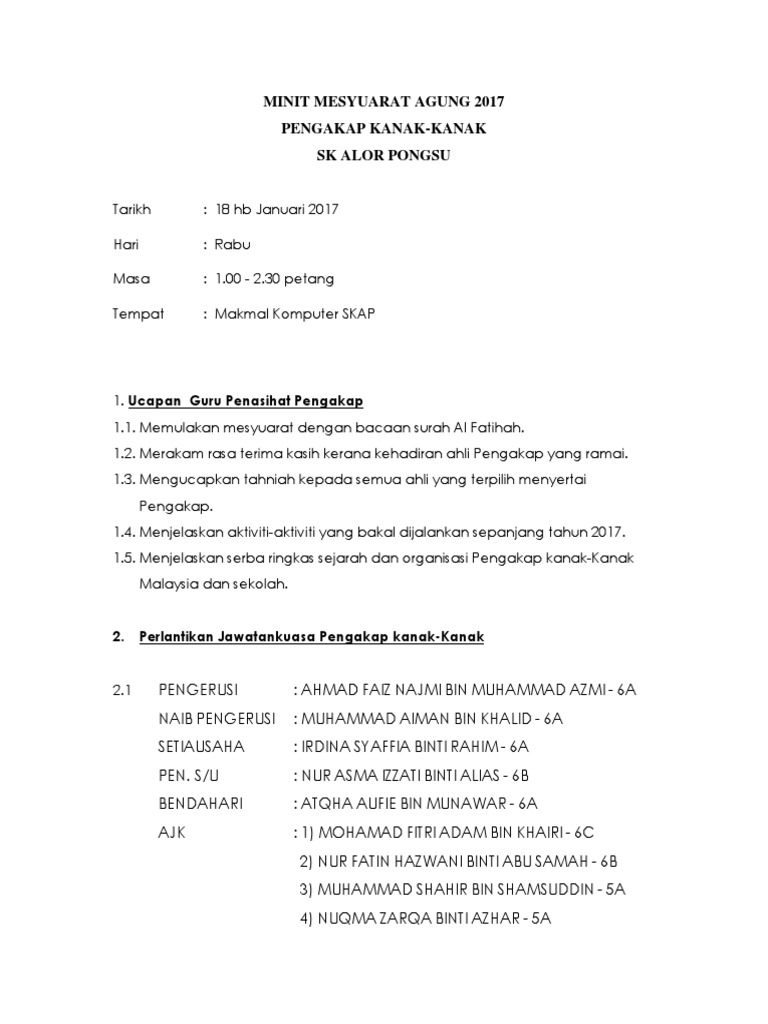 Format Surat Mesyuarat Agung