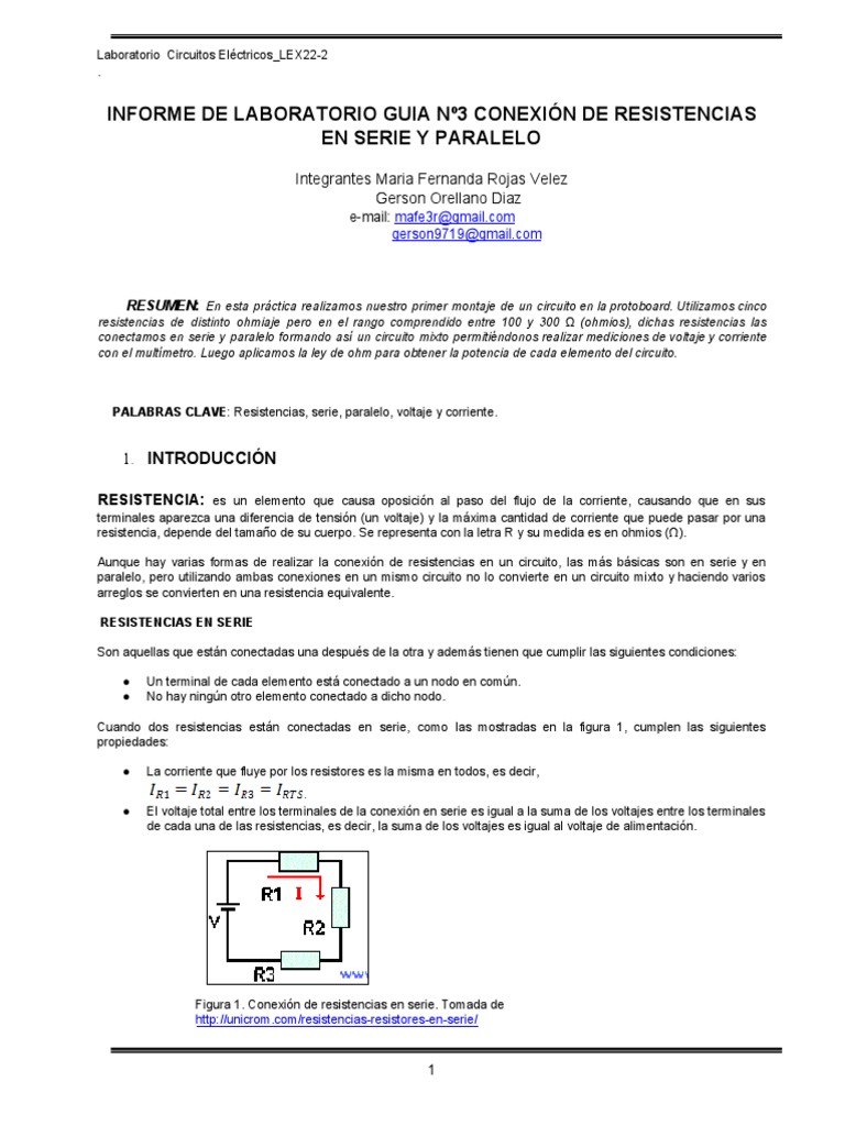 Formato IEEE - Informes de Laboratorio | PDF | Resistencia Eléctrica y ...