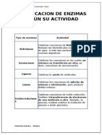 Clasificacion de Enzimas Según Su Actividad