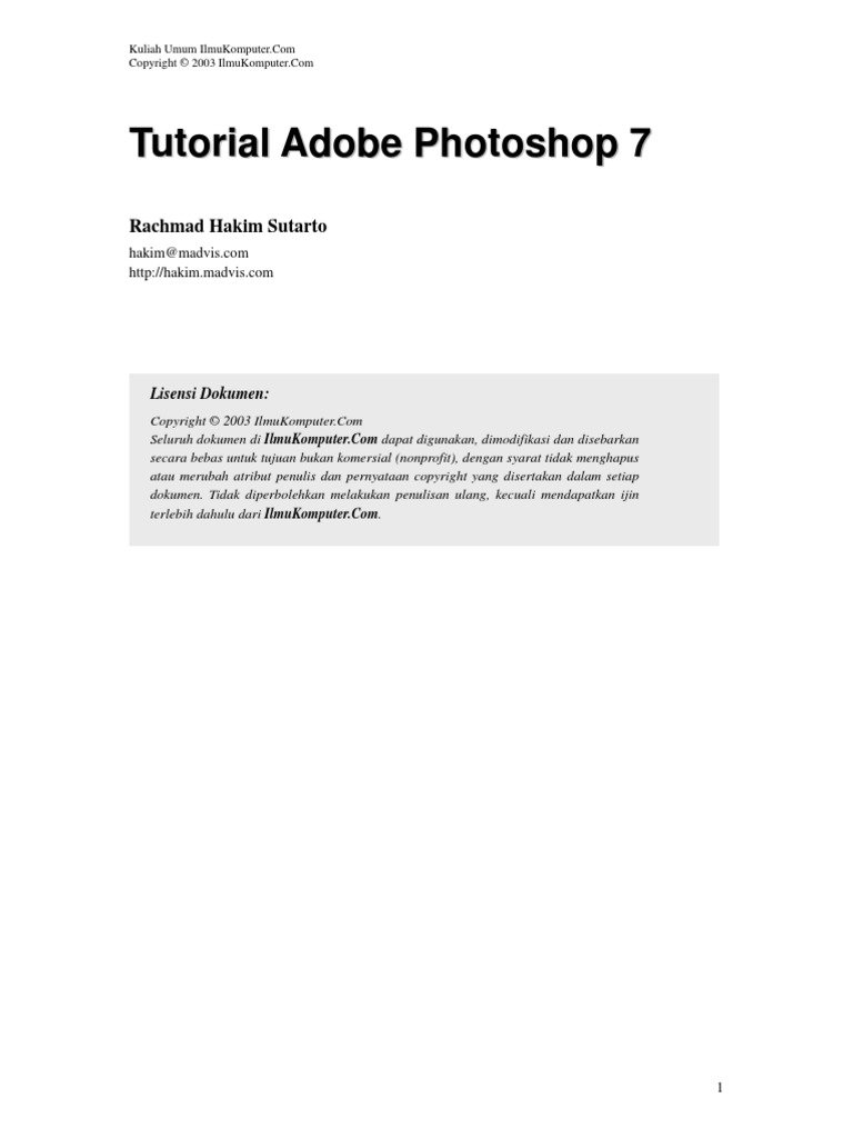 Tutorial Adobe Photoshop v7 PDF | PDF