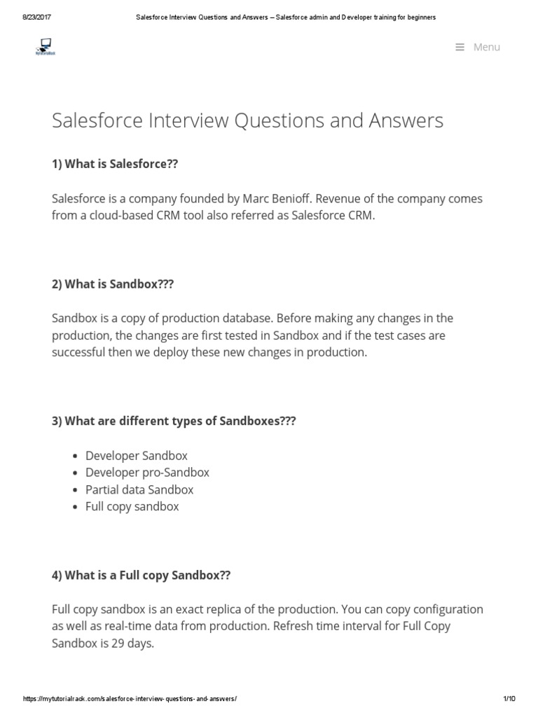 Salesforce Interview Questions and Answers Salesforce Admin and