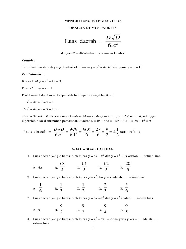 Rumus Cepat Integral Luas | PDF