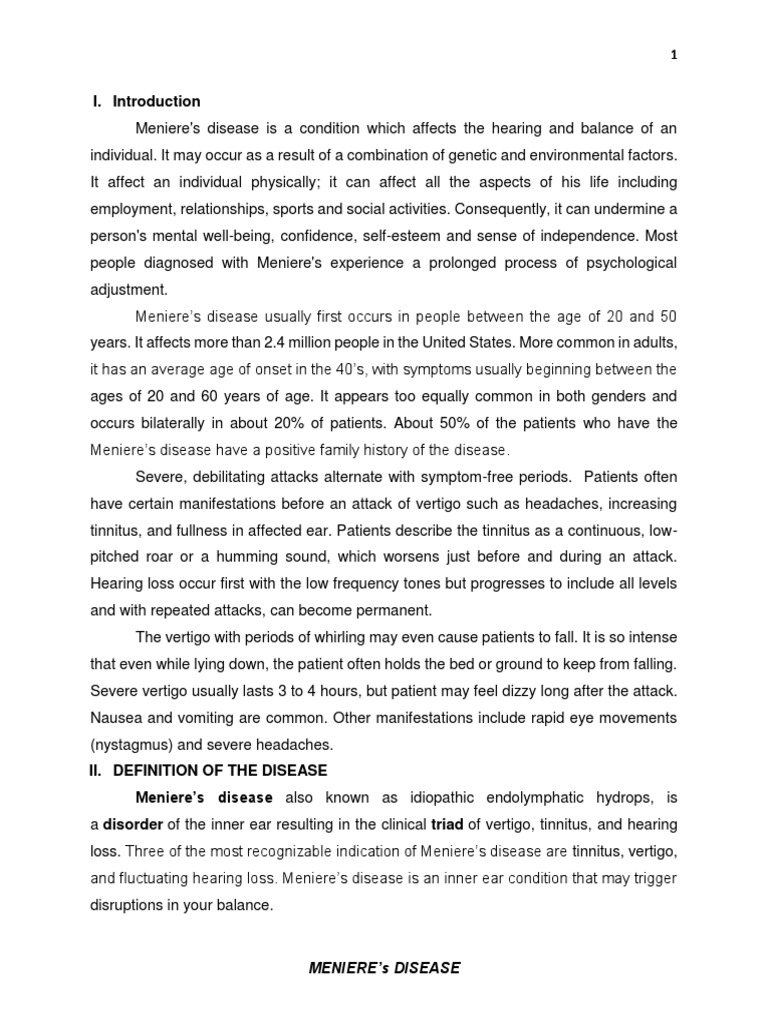 Meniere's Case Study Written Report PDF Ménière's Disease Vertigo
