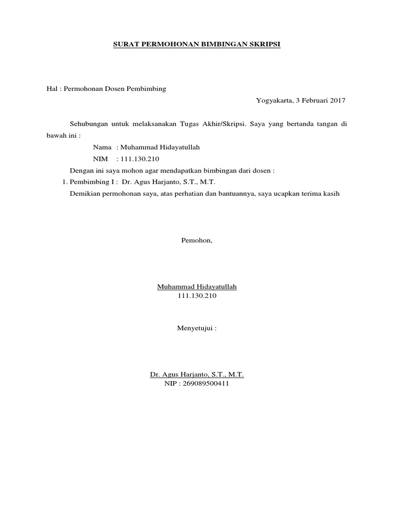 Surat Permohonan Bimbingan Skripsi