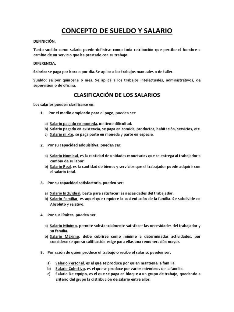Definición de Sueldo y Salario | PDF | Salario | Derecho laboral