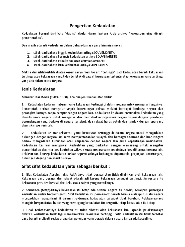 Pengertian Kedaulatan