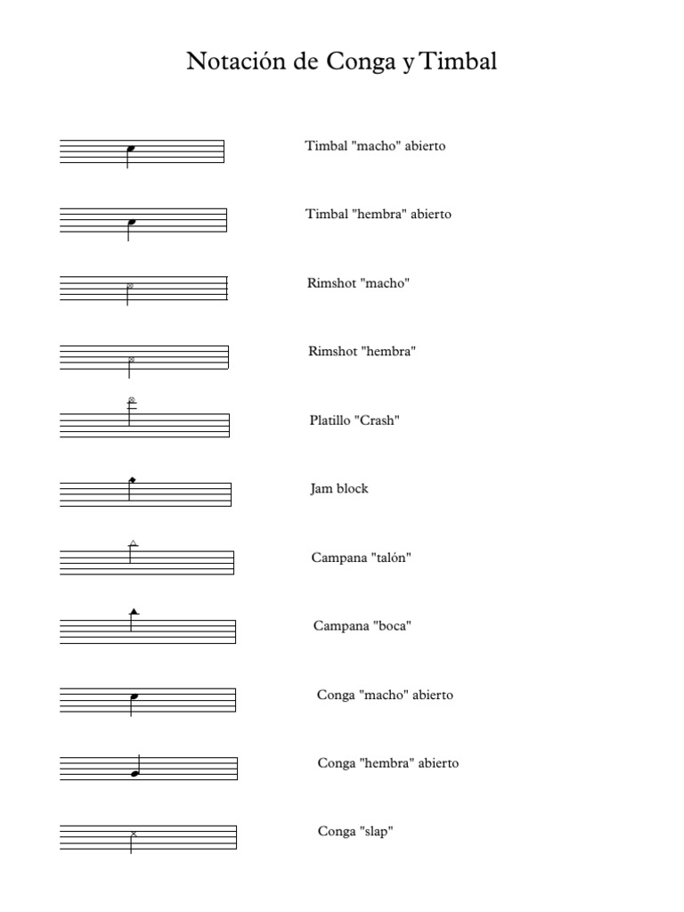 Notación de Conga y Timbal PDF