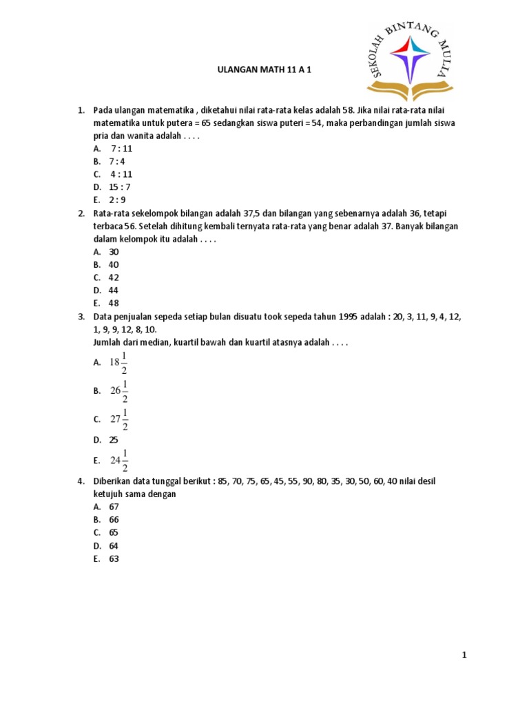 Ulangan Stat 2 | PDF | Sains & Matematika