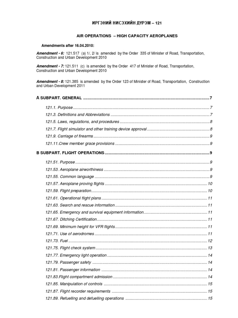 Air Operations Regulations for Large Aircraft | PDF | Instrument Flight ...