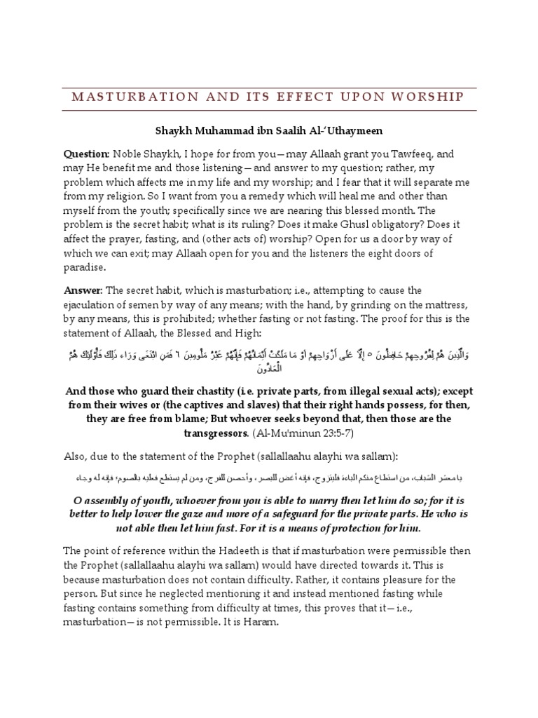 Masturbation and Its Islamic Rulings | PDF | Abrahamic Religions