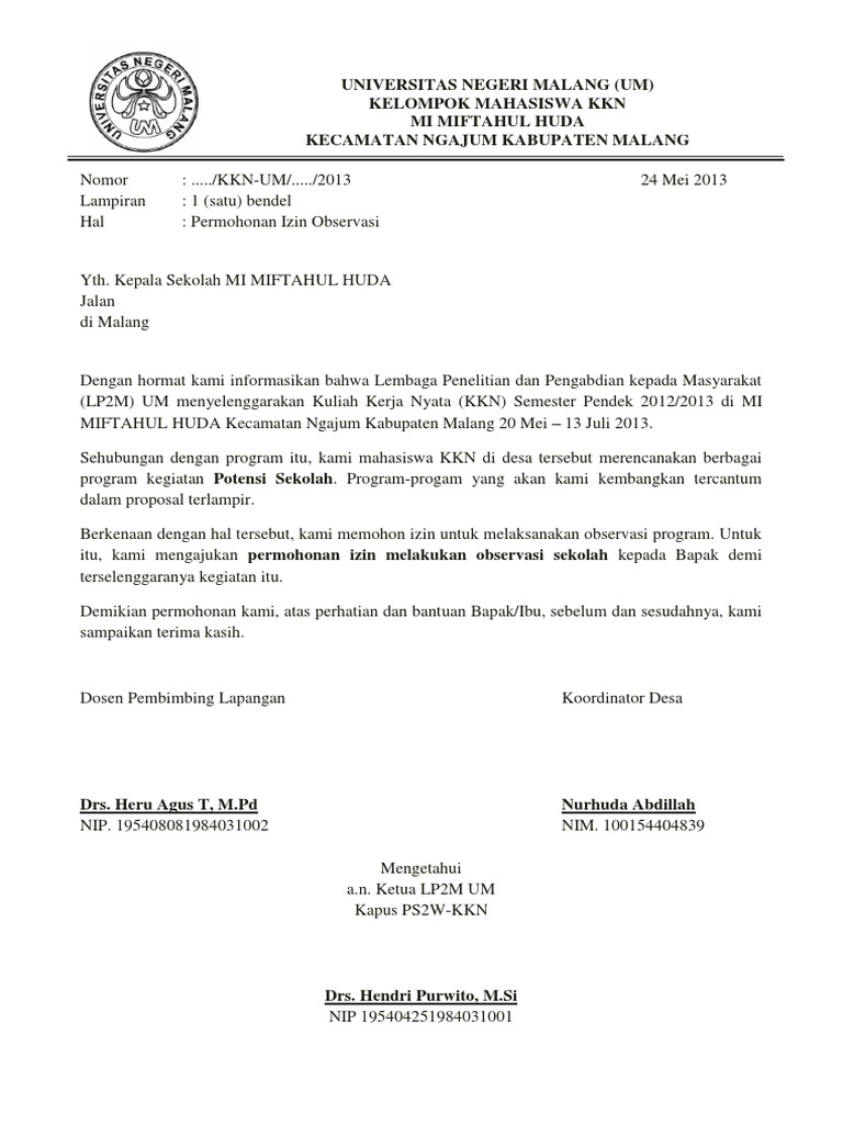 Surat Ijin Observasi