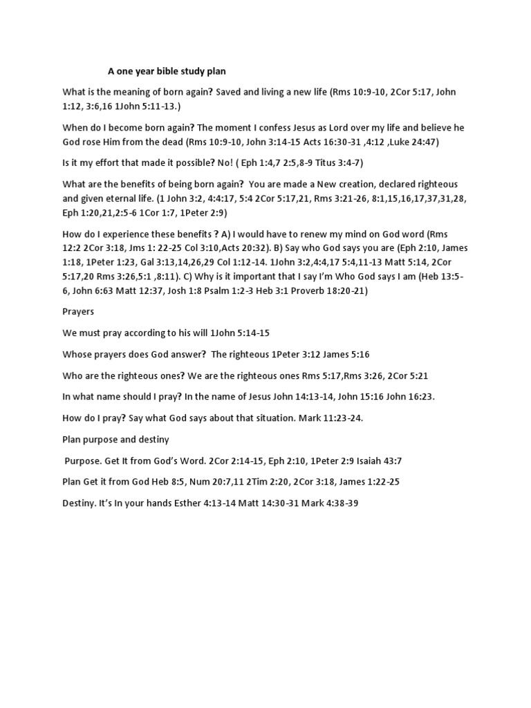 One Year Bible Study Plan | PDF