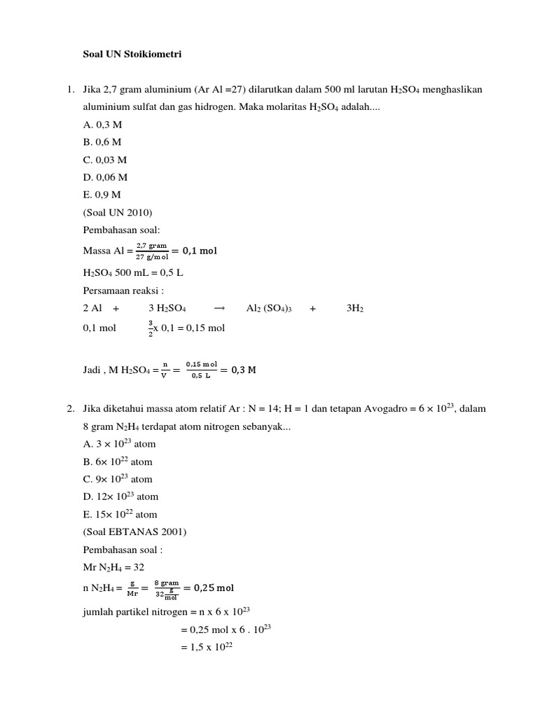 Soal Dan Jawaban Materi Stoikiometr Kelas X