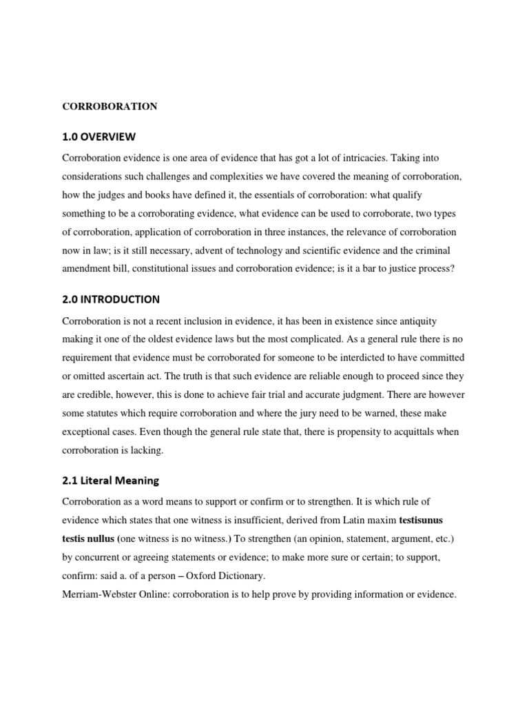 Understanding Corroboration in Kenyan Law | PDF | Perjury | Evidence (Law)