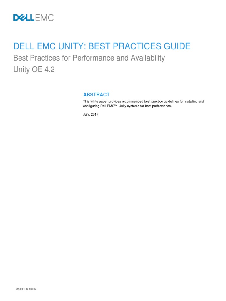 h15093 Dell Emc Unity Best Practices Guide | PDF | Computer Data ...