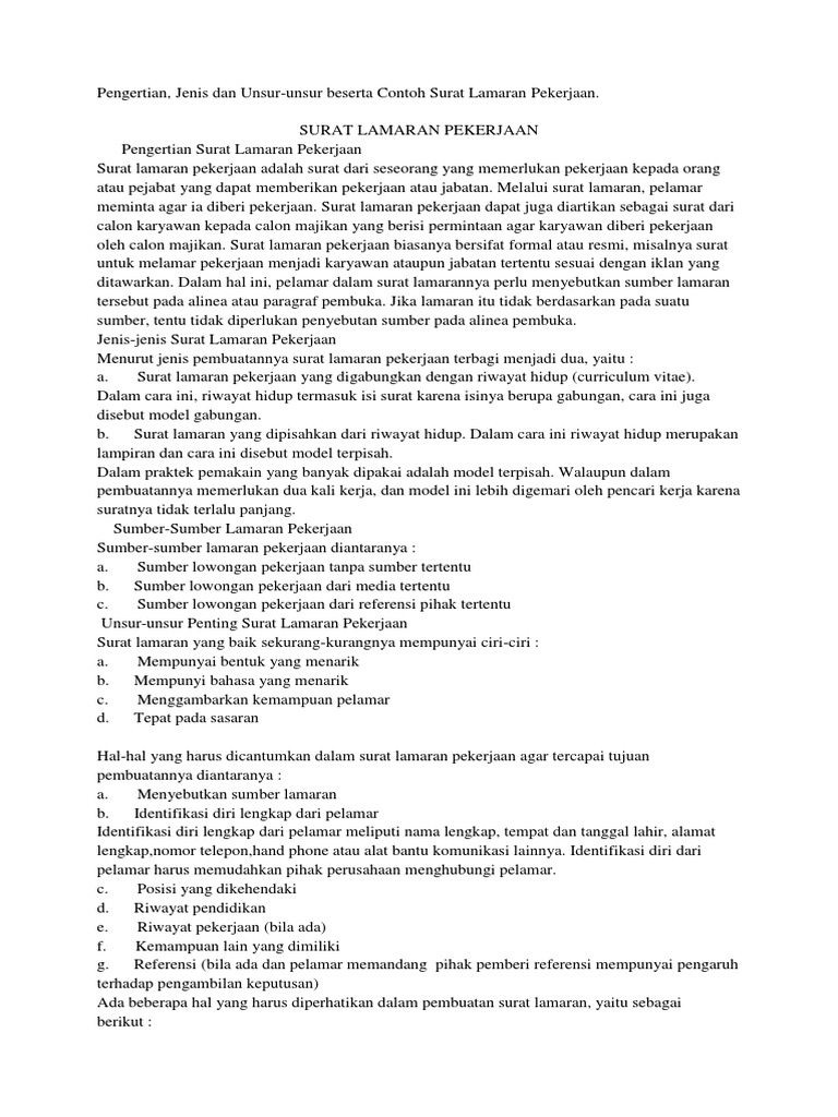 Contoh Surat Lamaran Pekerjaan Model Gabungan - Kumpulan ...