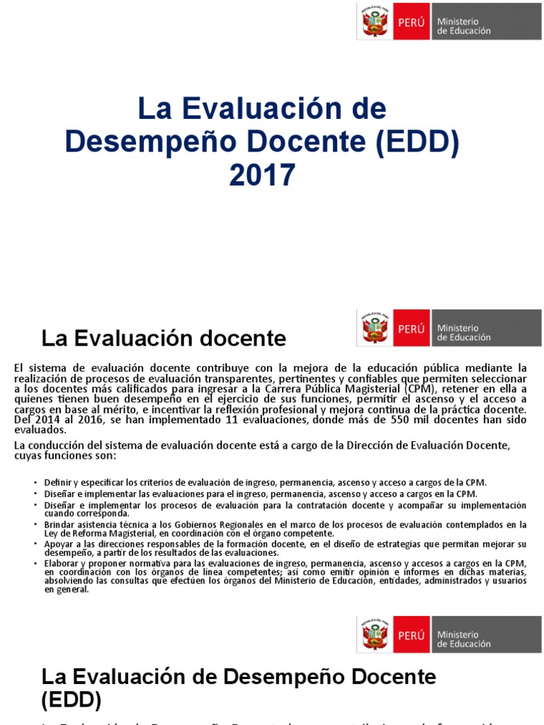 Evaluación de Desempeño Docente 2017 | PDF | Maestros | Evaluación