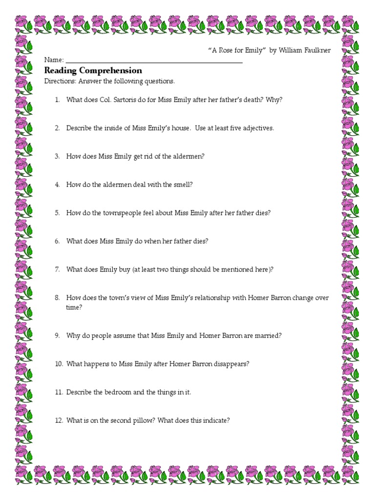 A Rose For Emily Questions PDF