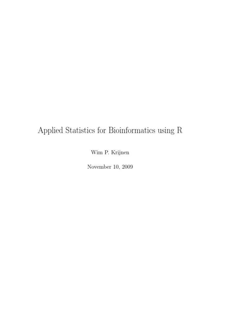 Applied Statistics For Bioinformatics PDF PDF R (Programming Language) Student's T Test