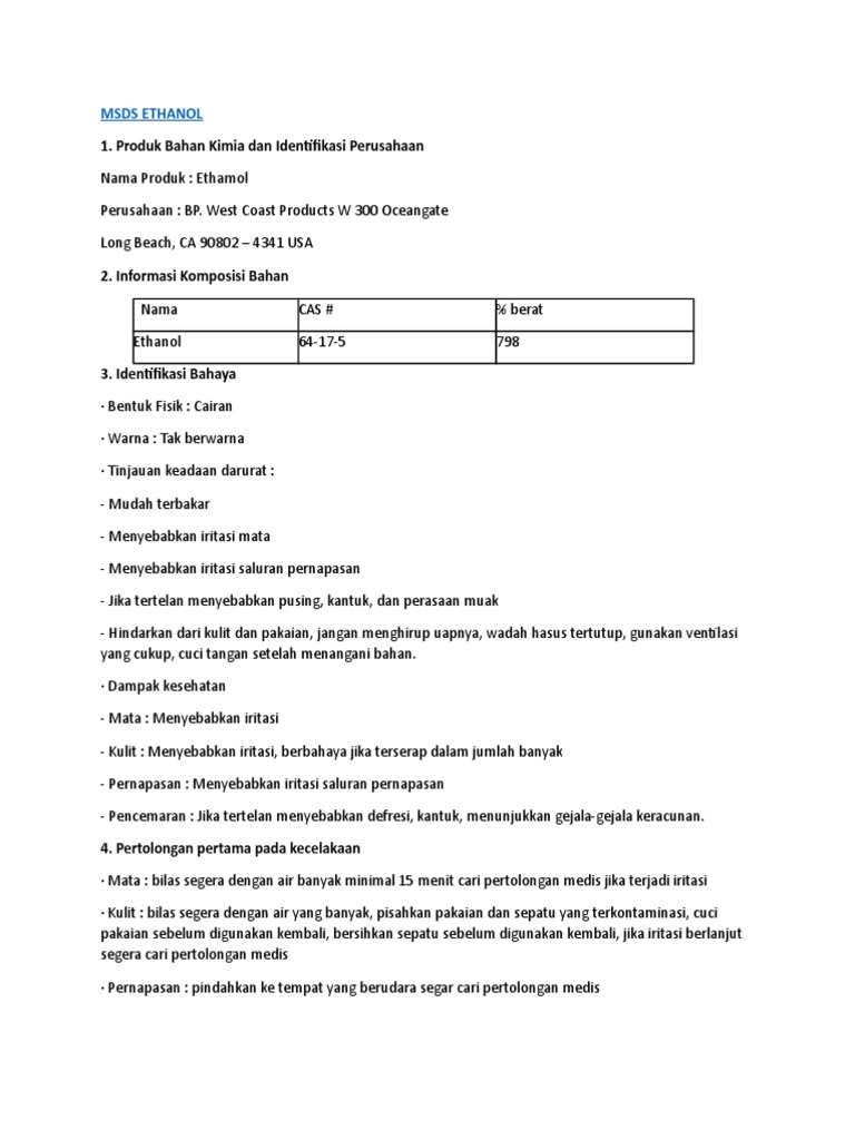 MSDS-ETANOL | PDF