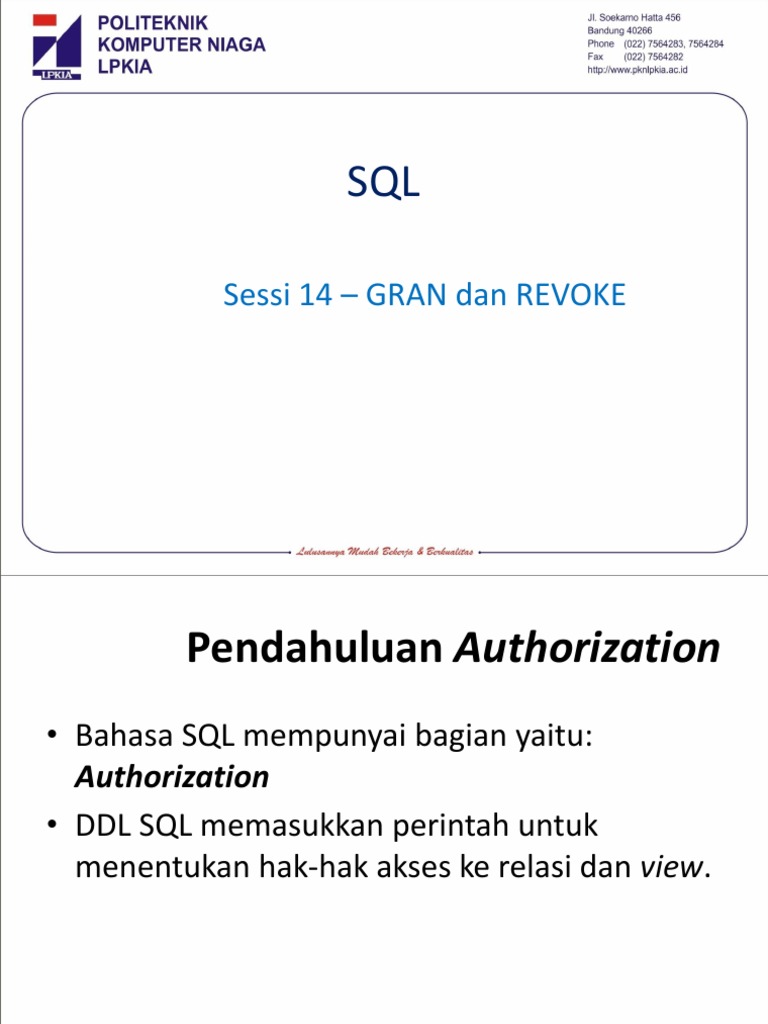 Sesi 14 - Transaction Control & Authorization EDIT | PDF