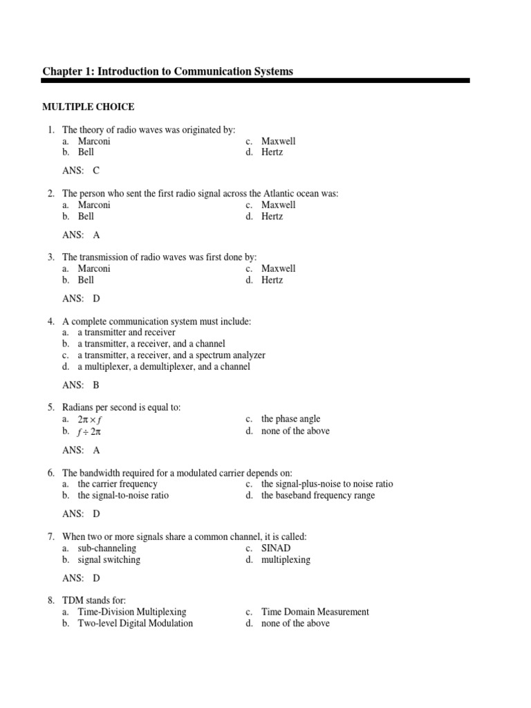 Electronic Communication Systems 2nd Edition by Roy Blake MCQ PDF PDF