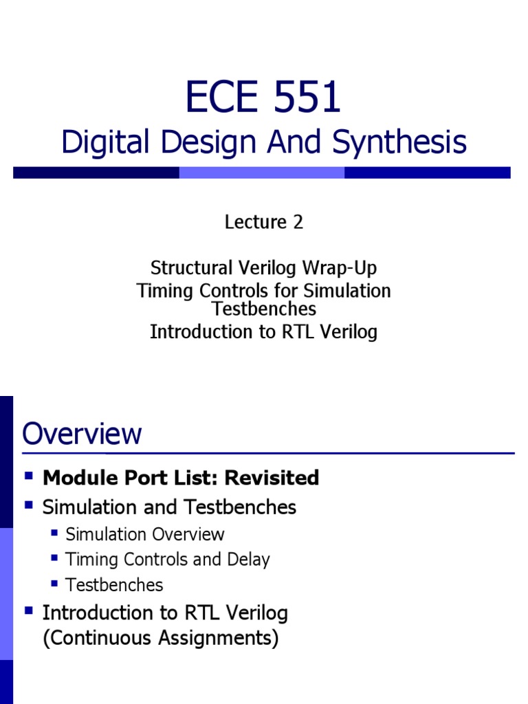 Verilog Timing Controls and Testbenches | PDF | Digital Electronics ...