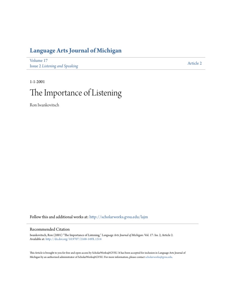 The Importance of Listening PDF | PDF | Psychological Concepts