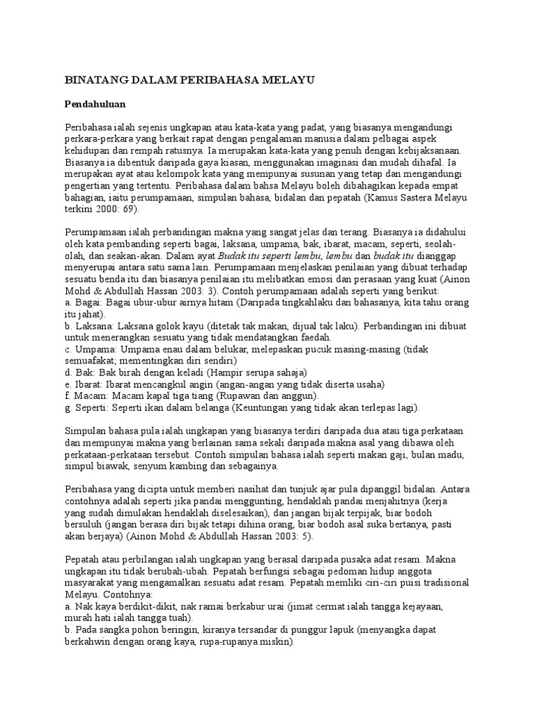 Binatang Dalam Peribahasa Melayu